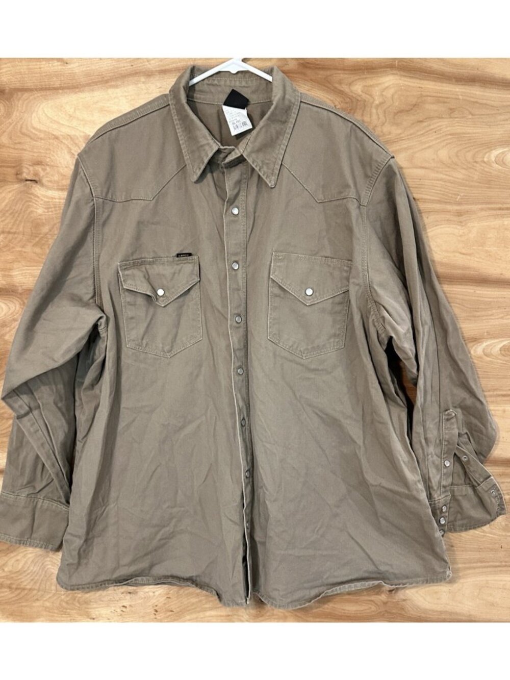 Vintage LAPCO Shirt Mens 2XL Brown Canvas Pearl Snap Cotton Workwear Long Sleeve